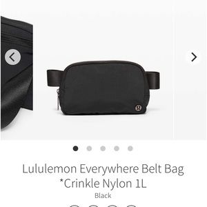 Lululemon Everywhere Belt Bag *Crinkle Nylon Black 1L